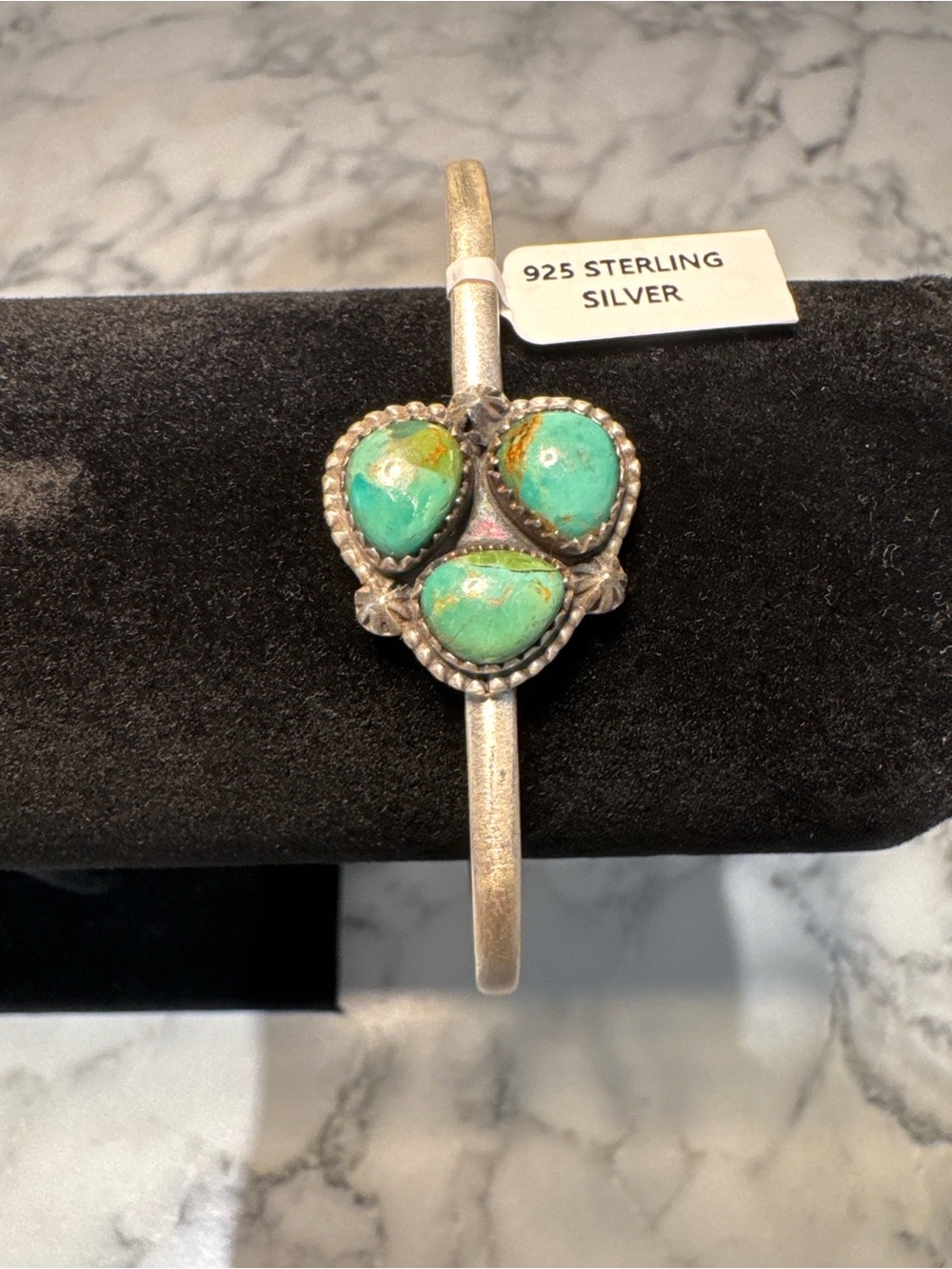 Sterling Silver Mojave Turquoise Triple Stone Cuff Bracelet